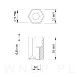 Nitonakrętka M6 x 16 MM, sześciokątna z mini stożkiem - 4