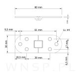 Zawias maszynowy do stołów 6 otworowy, 80 x 30 mm nikiel - 2