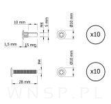 10 x Złącze meblowe Ø5 mm M4 x 32-40 mm, nikiel - 2