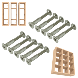10 x Złącze meblowe Ø5 mm M4 x 32-40 mm, nikiel
