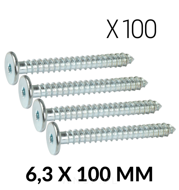 Wkręt HWI 6,3 X 100 mm, SW4, ocynk biały