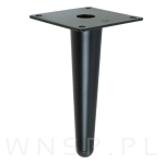 Noga stalowa prosta stożek 15 cm, z blachą montażową, czarna matowa - 2