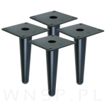 Noga stalowa prosta stożek 15 cm, z blachą montażową, czarna matowa - 7