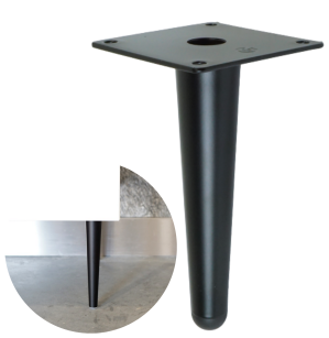 Noga stalowa prosta stożek 15 cm, z blachą montażową, czarna matowa
