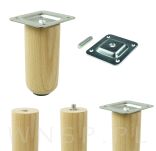 Nóżka bukowa lakierowana 10 cm, walcowa 45 mm z blachą - 11