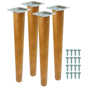 4x Noga bukowa prosta UNIQ 35 CM z blachą montażową