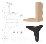 4x Noga meblowa GWIAZDA 13,5 cm, czarny mat - 2