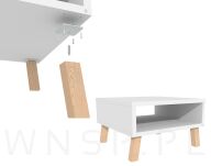 4x Noga kwadratowa bukowa 45 x 45 mm, 10 CM, skośna, surowa z blachą montażową - 5