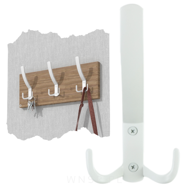 Haczyk 3 ramienny wieszak przykręcany, biały