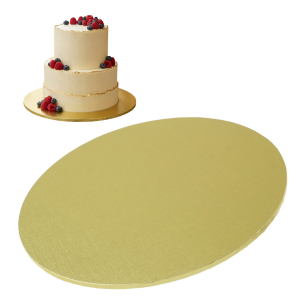 Mocny podkład pod tort Ø 30 cm okrągły MDF, dekoracja na urodziny sztywny jasno złoty