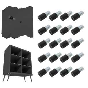 Podpórka do półki z czarną otuliną, wspornik półki Ø 5 mm, podpórka 100 sztuk, kołek meblowy ocynk biały