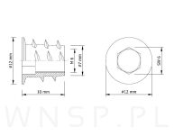 M6 X 10 mm - Nakrętka mufa do drewna typ DC - 3