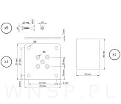 Noga dębowa 6 CM, nóżka drewniana dąb kwadrat, zestaw z blachą i wkrętami - 2