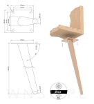 Noga stalowa skośna stożek 23 CM, z blachą montażową, miedź - 2