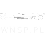 Wkręt HWI 6,3 X 80 mm, SW4, ocynk żółty - 3