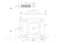 Płytka mocująca 66 X 58 mm, z gwintem M8 + szpilka M8 X 30 mm, 4 otworowa (zestaw 4 szt.) - 2