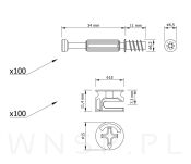 Złącze meblowe mimośrodowe zaczep 34 mm, komplet złącza do mebli 100 kpl. - 2