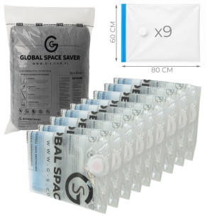 WORKI PRÓŻNIOWE 80 x 60 CM ZESTAW 9 SZTUK, NA UBRANIA, ZABAWKI DO SZAFY, GARAŻU, PIWNICY, NA STRYCH MOCNE GRUBE