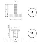 Regulator, stopka do mebla M8 X 22 mm z mufą wbijaną - 2