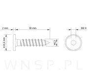 Wkręt HWI 6,3 X 30 mm, SW4, ocynk żółty - 3