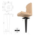 Noga stalowa stożek 18 cm cm, z blachą montażową, czarny nikiel - 2