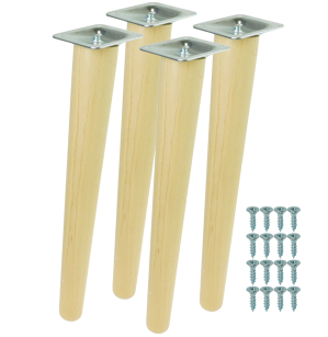 4x Noga bukowa skośna UNIQ 40 CM z blachą montażową
