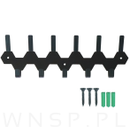 Wieszak 340 mm z 11 uchwytami, haczyk, kolor czarny przykręcany - 4