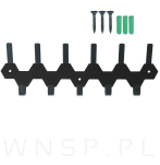 Wieszak 340 mm z 11 uchwytami, haczyk, kolor czarny przykręcany - 4