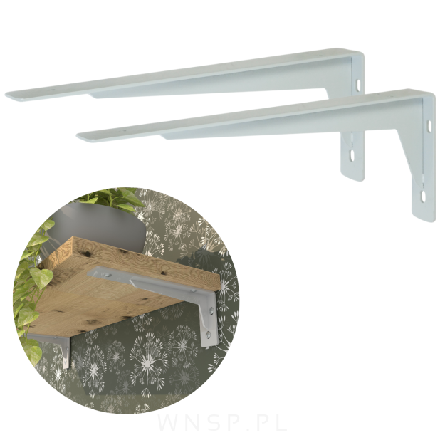 2x Wsporniki wzmocnione, konsola do półki ściennej, wiszącej 40 x 15 cm