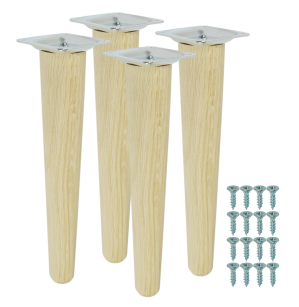 4x Noga dębowa prosta UNIQ 25 CM z blachą montażową