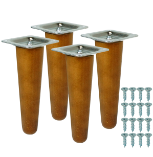 4x Noga bukowa prosta UNIQ 12 CM z blachą montażową