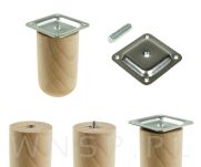 Nóżka bukowa surowa 15 cm, walcowa 60 mm z blachą - 9