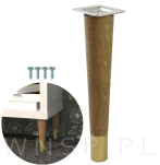 Nóżka dębowa prosta stożek 25 cm bejca czekolada, z nakładką antico - 2