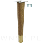 Nóżka dębowa prosta stożek 25 cm bejca czekolada, z nakładką antico - 5