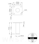Noga stalowa 7,5 CM, z blachą montażową, stal szczotkowana - 2