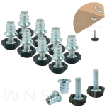 Stopka meblowa regulator do mebli zestaw 10 sztuk, nóżki do mebli M6 z gniazdem - 3