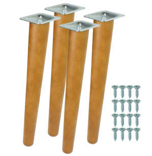 4x Noga bukowa skośna UNIQ 40 CM z blachą montażową