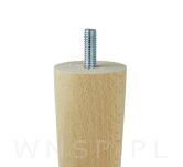 Noga bukowa prosta, stożek 20 cm, lakierowana ze szpilką M8 x 25 mm - 4