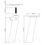 Nóżka bukowa czarna 13 cm, kwadratowa skośna 32x32 mm z blachą - 2