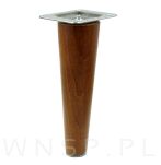 Noga bukowa prosta, stożek 15 cm orzech z blachą montażową - 4