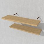 Zestaw 2 półek ściennych w dekorze dębu 650 x 150 x 18 mm, z niewidocznymi ramionami - 4