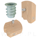M6 X 13 mm - Mufa wkręcana z kołnierzem do drewna - 6