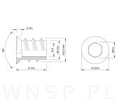 M6 X 13 mm - Mufa wkręcana z kołnierzem do drewna - 3