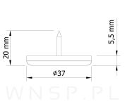 Ślizgacz teflonowy fi 37 mm - 2