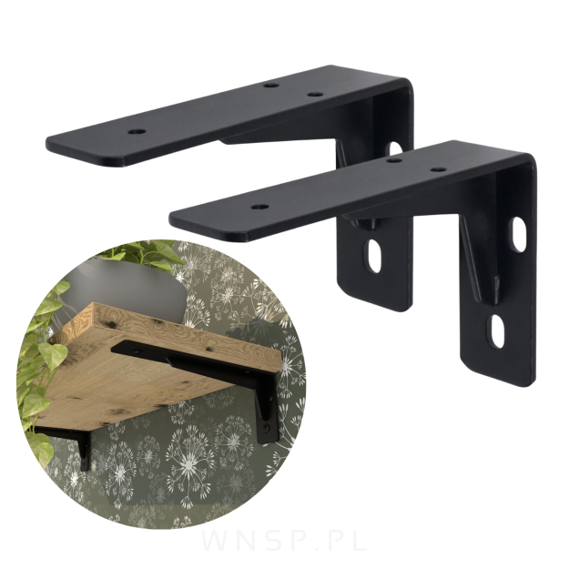 2x Wsporniki wzmocnione, konsola do półki ściennej, wiszącej 15 x 10 cm