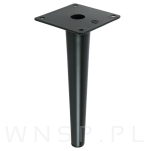 Noga stalowa prosta stożek 20 cm, z blachą montażową, czarna matowa - 5