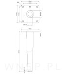Noga stalowa prosta stożek 20 cm, z blachą montażową, czarna matowa - 2