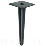 Noga stalowa prosta stożek 20 cm, z blachą montażową, czarna matowa - 4