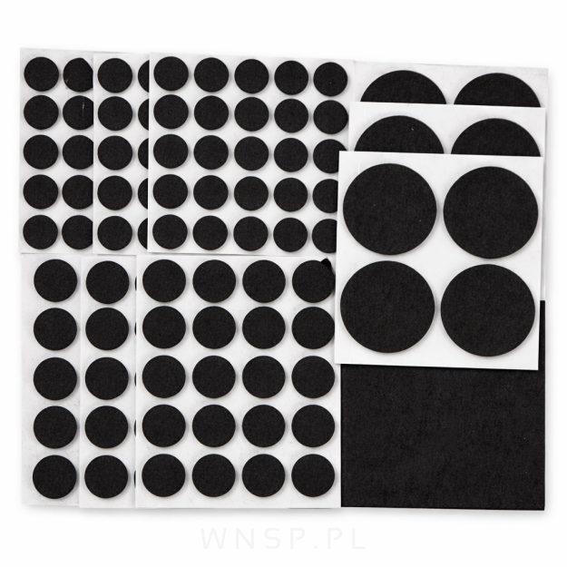 PODKŁADKI FILCOWE POD KRZESŁA, MEBLE, NOGI SAMOPRZYLEPNE ZESTAW 148 SZT CZARNY FILC