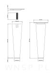 Noga bukowa prosta, stożek 15 cm czarna z blachą montażową - 2